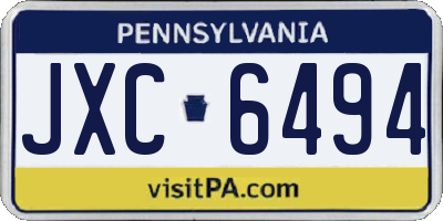 PA license plate JXC6494