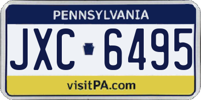 PA license plate JXC6495