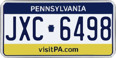PA license plate JXC6498