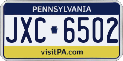 PA license plate JXC6502