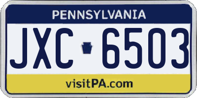 PA license plate JXC6503