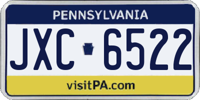 PA license plate JXC6522