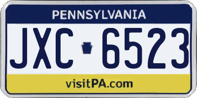 PA license plate JXC6523