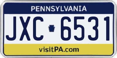 PA license plate JXC6531