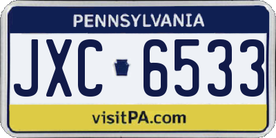 PA license plate JXC6533