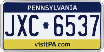 PA license plate JXC6537