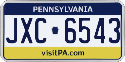 PA license plate JXC6543