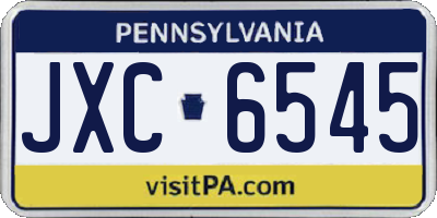 PA license plate JXC6545