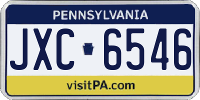 PA license plate JXC6546