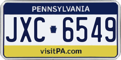 PA license plate JXC6549