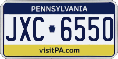 PA license plate JXC6550