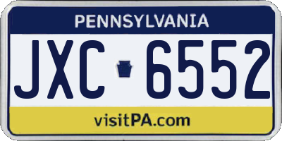 PA license plate JXC6552