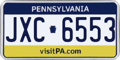 PA license plate JXC6553