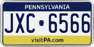 PA license plate JXC6566