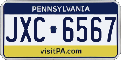PA license plate JXC6567
