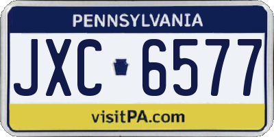 PA license plate JXC6577