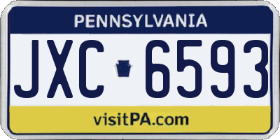 PA license plate JXC6593