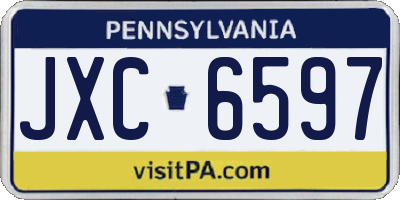 PA license plate JXC6597