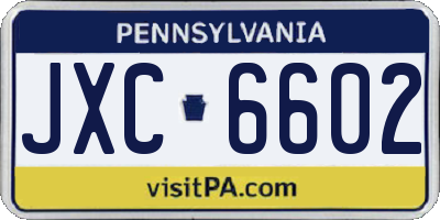 PA license plate JXC6602