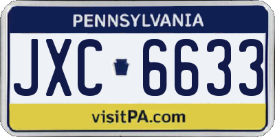PA license plate JXC6633