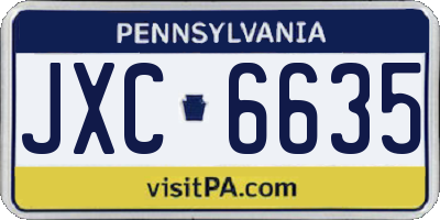 PA license plate JXC6635