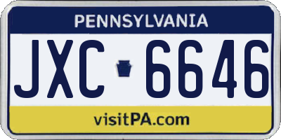 PA license plate JXC6646