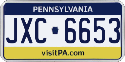 PA license plate JXC6653