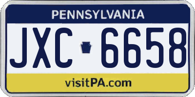 PA license plate JXC6658