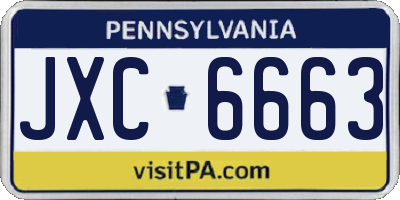 PA license plate JXC6663