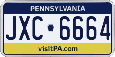 PA license plate JXC6664