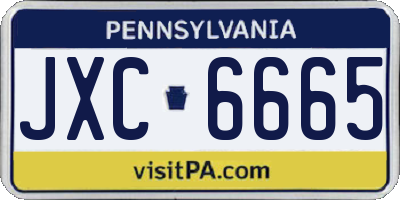 PA license plate JXC6665