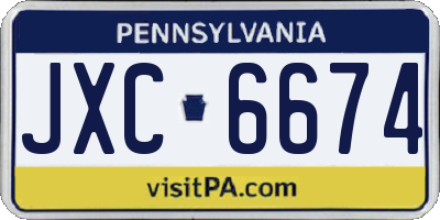 PA license plate JXC6674