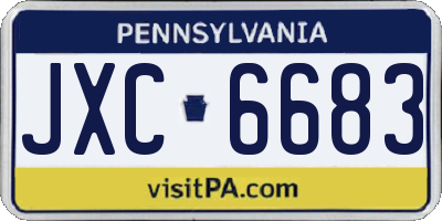 PA license plate JXC6683