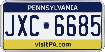 PA license plate JXC6685