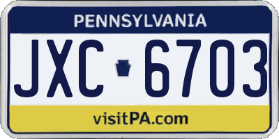 PA license plate JXC6703