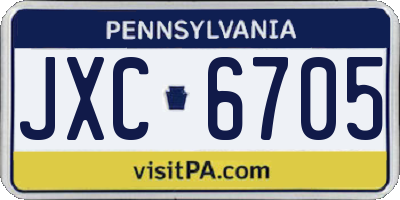 PA license plate JXC6705