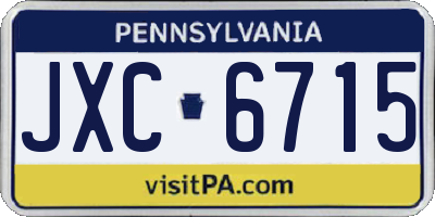 PA license plate JXC6715