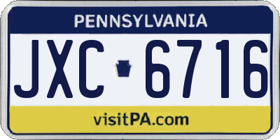 PA license plate JXC6716