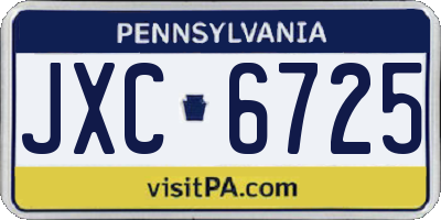 PA license plate JXC6725