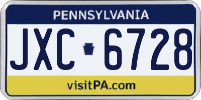 PA license plate JXC6728