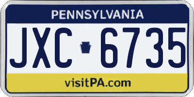 PA license plate JXC6735