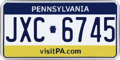 PA license plate JXC6745