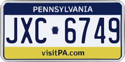 PA license plate JXC6749