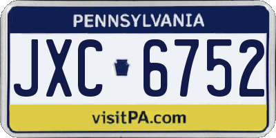 PA license plate JXC6752