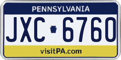 PA license plate JXC6760