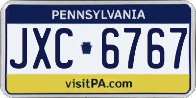 PA license plate JXC6767