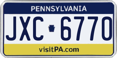 PA license plate JXC6770