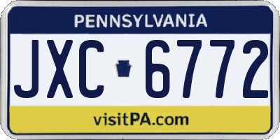 PA license plate JXC6772