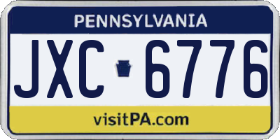 PA license plate JXC6776