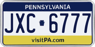 PA license plate JXC6777